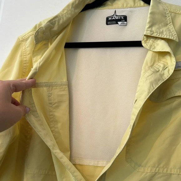 Pale Yellow Men's Habit Outdoor Fishing Performance Shirt Size large - Picture 8 of 8